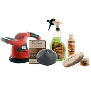 Granite buffer kit with buffer, polishing compound, and sealer