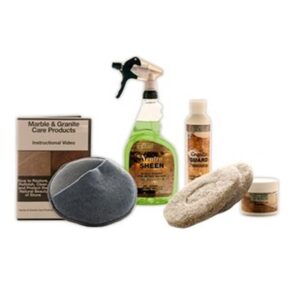 Granite care kit with cleaner, polish, and sealer