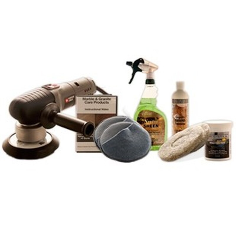 Deluxe Granite Countertop Kit - Maintenance Set With Buffer 1 Granite countertop kit with Porter-Cable buffer and care products