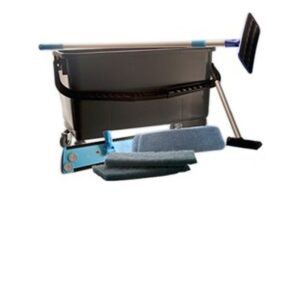 Tile cleaning system stand-up tool for scrubbing tile floors